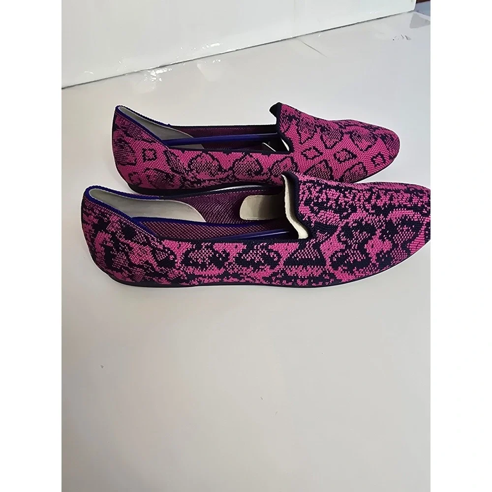 ROTHY'S Fuchsia‎ Navy Snake Print Loafers Flats Womens Size 9 New
